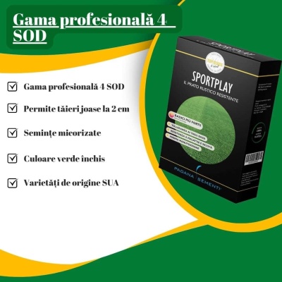 Semințe de gazon profesionale Padana© SportPlay, 1 kg, verde închis, rezistență la seceta, rezistență la călcare, permite tăieri joase - Img 2