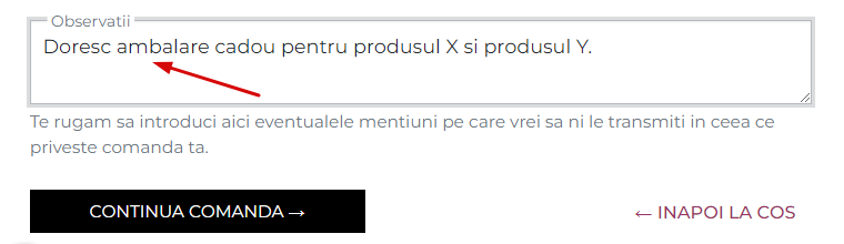 Informatii suplimentare comanda
