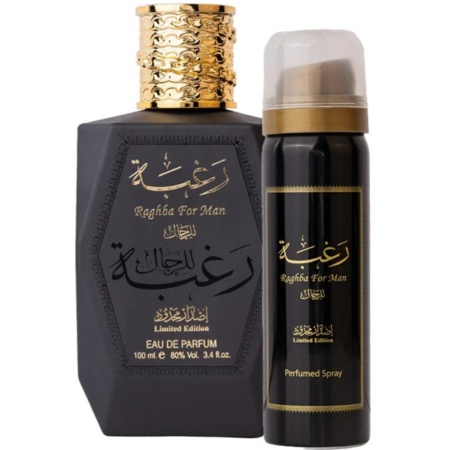 Raghba For Man Lattafa 100 ml, apa de parfum + 50 ml deodorant spray, barbati