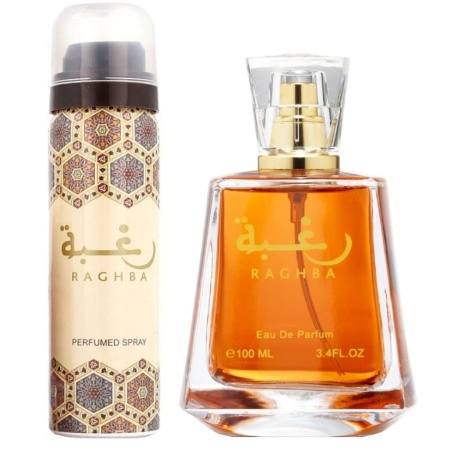 Raghba Lattafa 100 ml, apa de parfum + 50 ml deodorant spray, unisex