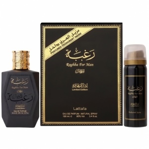 Raghba For Man Lattafa 100 ml, eau de parfum + 50 ml deodorant spray, men - Img 2