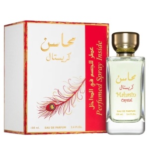 Mahasin Crystal Lattafa 100 ml, apa de parfum + 50 ml deodorant spray, femei - Img 2