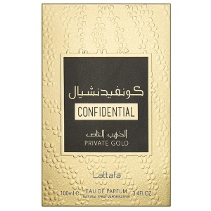 Confidential Private Gold Lattafa 100 ml, eau de parfum, unisex - Img 3