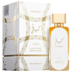 Hayaati Gold Elixir Lattafa 100 ml, apa de parfum, unisex - Img 2