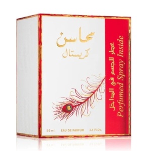 Mahasin Crystal Lattafa 100 ml, apa de parfum + 50 ml deodorant spray, femei - Img 5