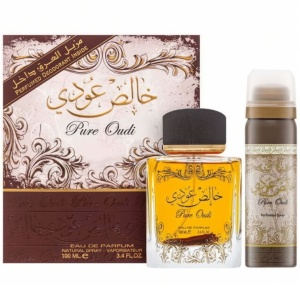 Pure Oudi Lattafa 100 ml, apa de parfum + 50 ml deodorant spray, barbati - Img 2
