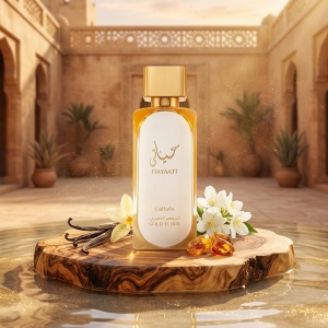 Hayaati Gold Elixir Lattafa 100 ml, apa de parfum, unisex - Img 6