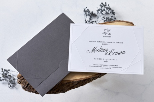 Invitatie de nunta, cu plic gri, 137x203mm – 1176