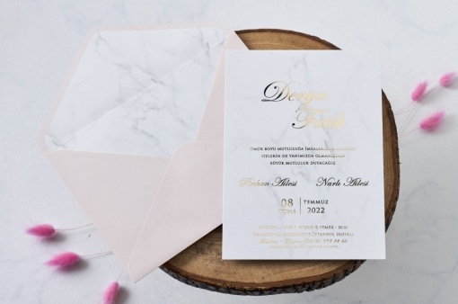 Invitatie de nunta, cu plic roz, 140x204mm – 1143