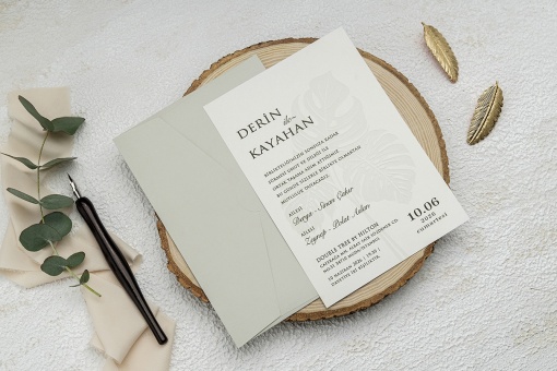 Invitatie de nunta, cu plic verde deschis, 135x193mm – 9269