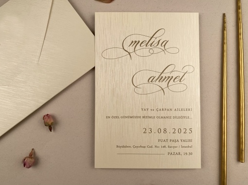 Invitatie premium cu design clasic si textura sidefata – 12279