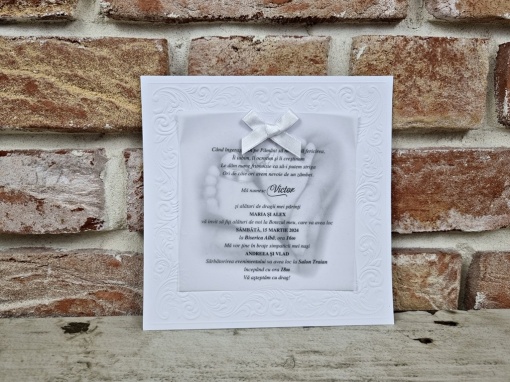 Invitatie de botez, bebe, cu plic, 121x121mm – 618