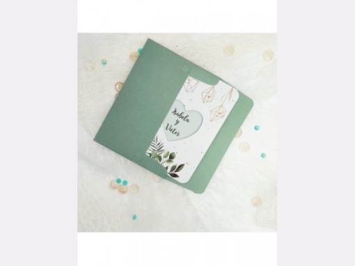 Invitatie de nunta boho si minimalista cu accente verzi – 39904