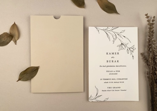 Invitatie de nunta cu ilustratii vegetale si layout curat – 12265