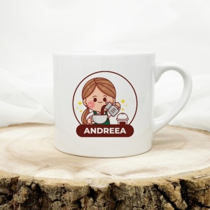 Cana de espresso personalizata cu nume COFFEE