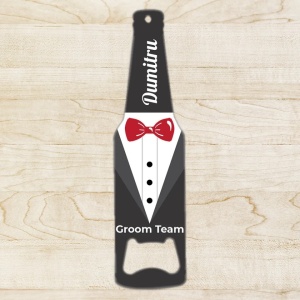 Desfacator in forma de sticla personalizat - Groom Team,2,Creativ.ro
