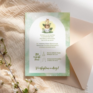Invitatie de botez jungle, 128x178mm, fara plic - BZ0036,3,Creativ.ro