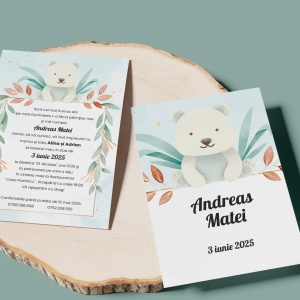 Invitatie de botez urs polar,1,Creativ.ro
