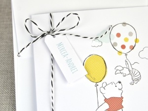 Invitatie de Botez Winnie the Pooh cu Plic si Snur, 150x150mm – 15724,2,Creativ.ro