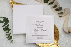 Invitatie de nunta alba, cu plic, 170x170mm – 9134,1,Creativ.ro