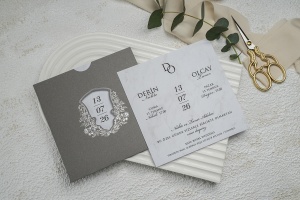 Invitatie de nunta, cu ambalaj gri, 148x148mm – 9291,1,Creativ.ro