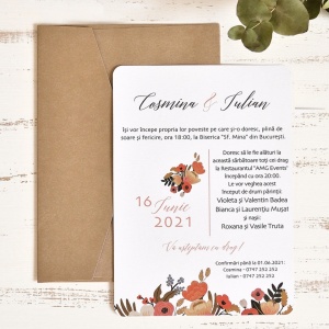 Invitatie de nunta cu flori de toamna ECO, culori de toamna, 128x178mm – 39785, 4, Creativ.ro
