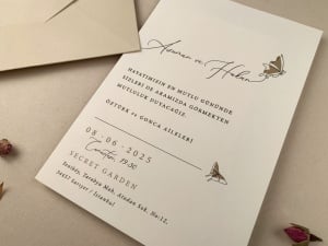 Invitatie de nunta, cu plic beige si fluturas, 105x165mm – 12253,2,Creativ.ro