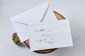 Invitatie de nunta eleganta, alba, cu plic, 159x220mm – 1119