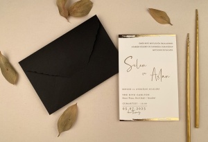 Invitatie de nunta eleganta cu margini aurii si plic negru – 12267,1,Creativ.ro