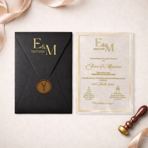 Invitatie de nunta transparenta, configurabila - PVC transparent, 135x193mm, 2, Creativ.ro
