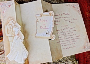 Invitatie de Nunta Vintage cu Plic, 166x140mm – 31314,2,Creativ.ro