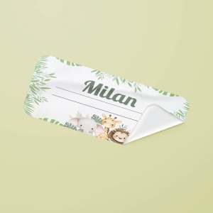 Etichete scolare personalizate, model safari, autoadezive, set de 18 buc