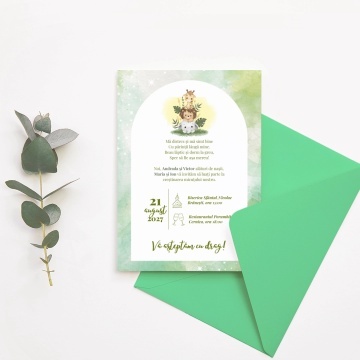Invitatie de botez jungle, 128x178mm, fara plic - BZ0036,4,Creativ.ro