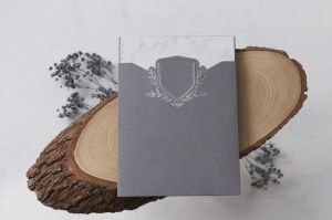 Invitatie de nunta, alb cu gri, 140x204mm – 1155,2,Creativ.ro