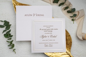 Invitatie de nunta alba, cu plic, 170x170mm – 9134,3,Creativ.ro