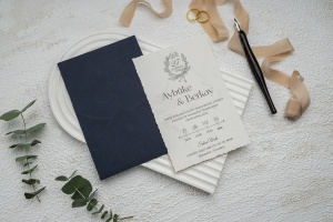 Invitatie de nunta, cu plic navy, 119x180mm – 9336,1,Creativ.ro