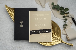 Invitatie de nunta, cu plic negru, 135x193mm – 9281,2,Creativ.ro
