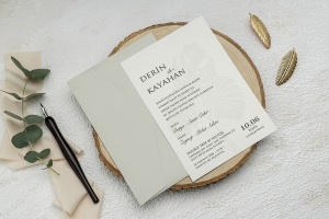 Invitatie de nunta, cu plic verde deschis, 135x193mm – 9269,1,Creativ.ro