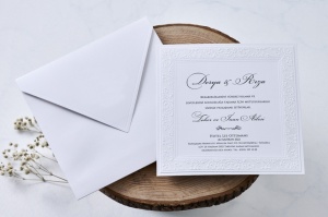 Invitatie de nunta eleganta, alba, cu plic, 178x178mm – 1121