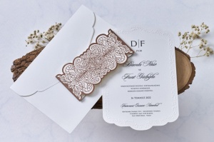 Invitatie de nunta eleganta, alba, cu plic alb, 140x210mm – 1133,1,Creativ.ro