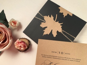 Invitatie de nunta rustica si eleganta cu frunza decupata – 41449,1,Creativ.ro
