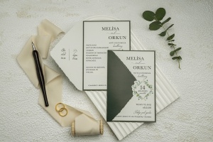 Invitatie de nunta, verde inchis, fara plic, 115x170mm – 9352,3,Creativ.ro