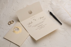 Invitatie de nunta vintage, ivoire cu elemente aurii, 180x280mm – 9158, 2, Creativ.ro