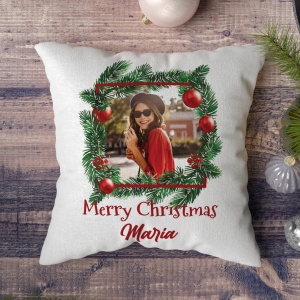 Perna personalizata cu o fotografie si text Merry Christmas