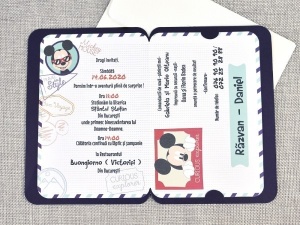 Invitatie de Botez Pasaport Mickey cu Plic, 102x151mm – 15705,3,Creativ.ro