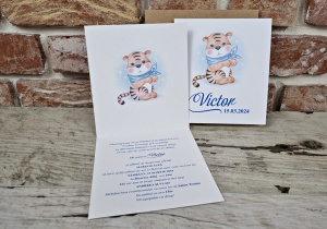 Invitatie de botez, tigru, cu plic kraft, 134x149mm – 605,2,Creativ.ro