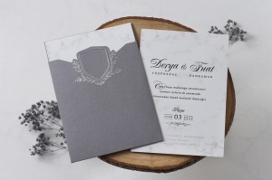 Invitatie de nunta, alb cu gri, 140x204mm – 1155,3,Creativ.ro
