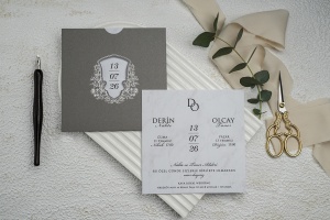 Invitatie de nunta, cu ambalaj gri, 148x148mm – 9291,2,Creativ.ro