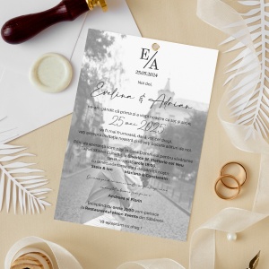 Invitatie de nunta cu fotografie si hartie de calc