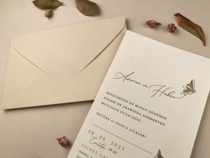 Invitatie de nunta, cu plic beige si fluturas, 105x165mm – 12253,3,Creativ.ro